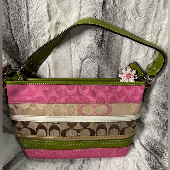 Coach - 2010 Signature Sufflette Hobo Bag - Pink, Green, Brown w/Hangtags #14725 - Picture 1 of 8